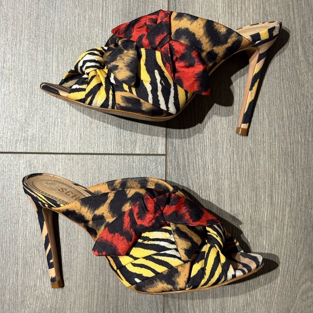 Women’s Schutz YMA  Multicolor Leopard Bow Stiletto Heels - SIZE 7.5